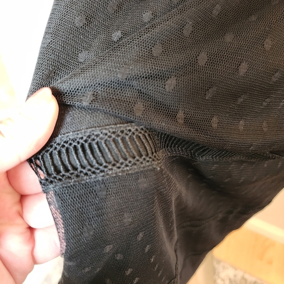 Downeast Mesh Overlay Polka Dot Lace Inset Pull On Skirt Size Small - Picture 10 of 16